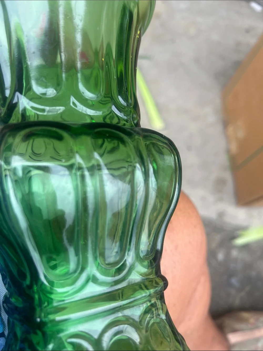 Vintage Green Pressed Glass Vase